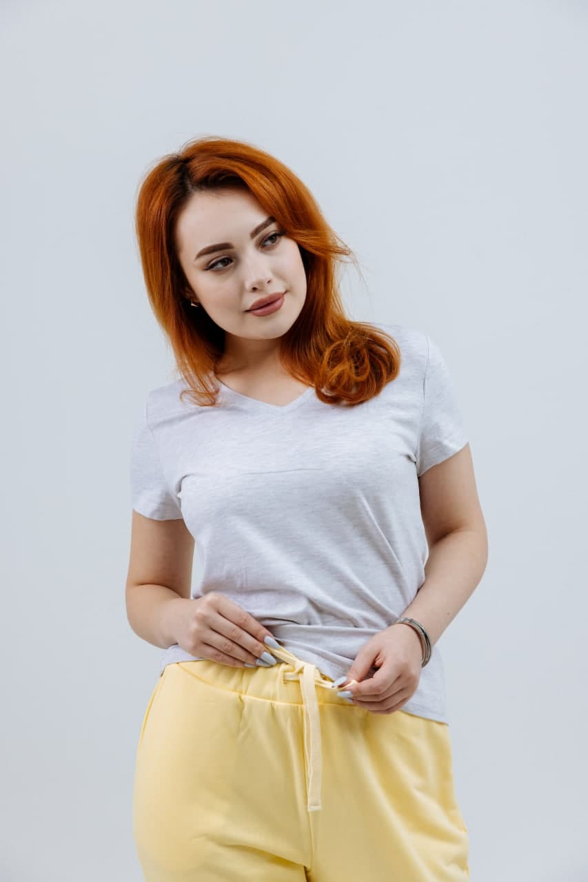 undefined Gray Tshirt with Yellow Trousers - image - 00