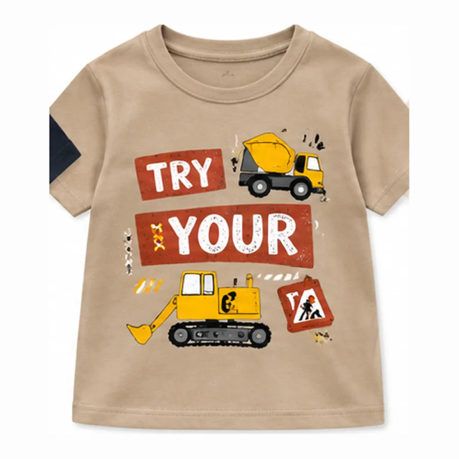 Bolalar futbolkasi, ekskavator printi «TRY YOUR» 2