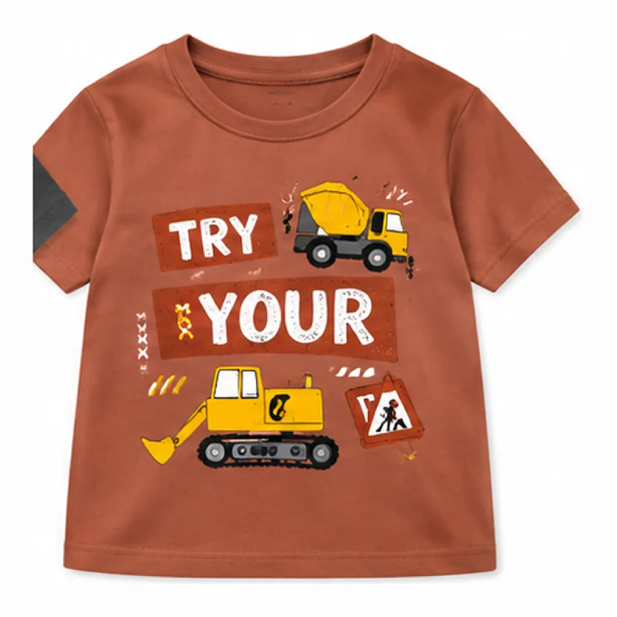 Bolalar futbolkasi, ekskavator printi «TRY YOUR» 5