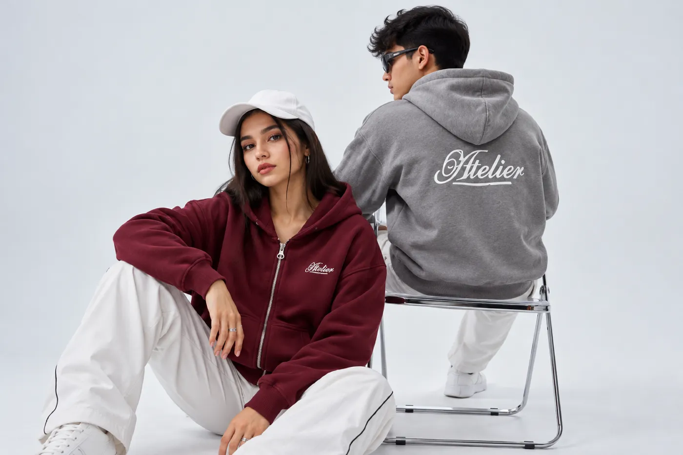 Oversized zip hoodie with a logo
